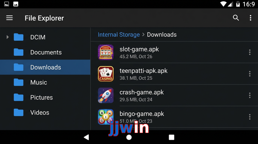 Main screen of Jjwin gameapk page for PK players